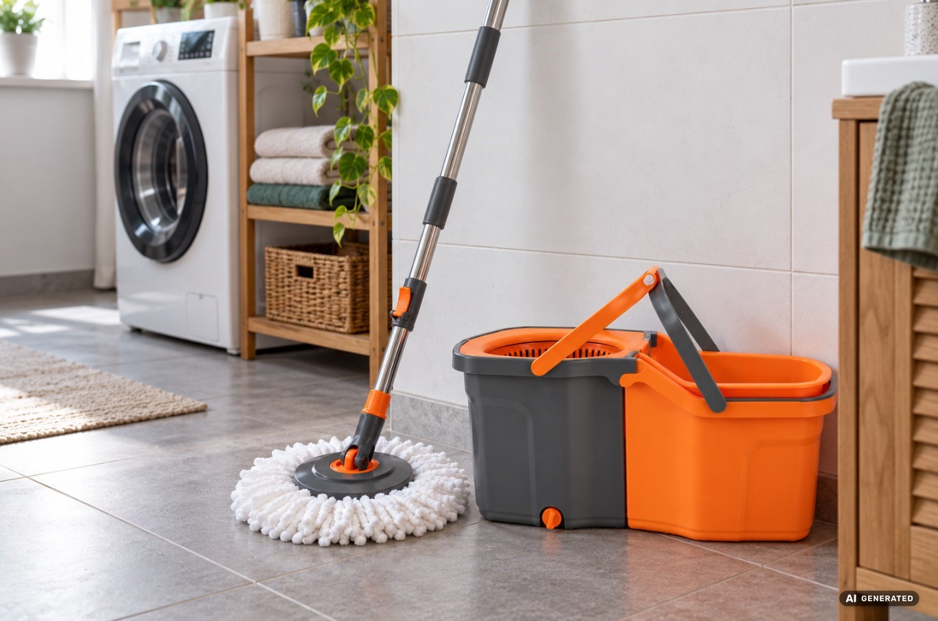 Mop rotacyjny DUO RAVI z dwukomorowym wiadrem 6 l